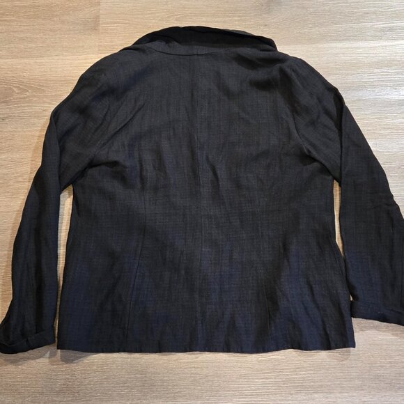 Eileen Fisher Open Cardigan Womens Large Italian Fabric Linen Blend Black EUC - Picture 9 of 9